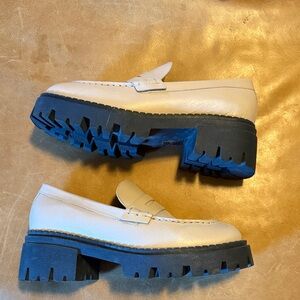 Free People Lyra Cream Loafers with Black Soles